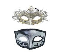 Générique Masques de Carnaval-Couples sur le thème du pour une soirée festive, un bal masqué, le couple parfait pour Halloween et une soirée costumée (Silver1, One Size)