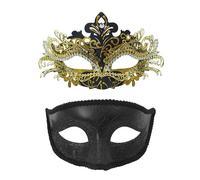 Générique Masques de Carnaval-Couples sur le thème du pour une soirée festive, un bal masqué, le couple parfait pour Halloween et une soirée costumée (Gold2, One Size)