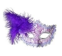 Générique Masques de Carnaval-Demi-visage en plumes pour déguisement de Carnaval (Purple, One Size)