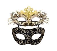 Générique Masques de Carnaval-Faux visages de couple pour, accessoire mystérieux pour costume de couple, Halloween, adultes et adolescents (Gold, One Size)