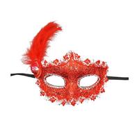 Générique Masques de Carnaval-Garde-visage danse pour femmes, maquillage peint avec la poudre d'or, demi-visage -, pour fête (Red, One Size)