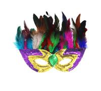 Générique Masques de Carnaval-Mardi Costume Spectacle Frame Dress Up Nouveau Mexicain Mardi Lunettes Décoration Mascarade Dress Up Party Supplies Coloré Plumes Cadres (D, One Size)