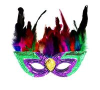 Générique Masques de Carnaval-Mardi Costume Spectacle Frame Dress Up Nouveau Mexicain Mardi Lunettes Décoration Mascarade Dress Up Party Supplies Coloré Plumes Cadres (F, One Size)