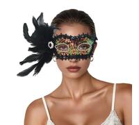 Générique Masques de Carnaval-Mascarade élégante pour demi-visage, avec bâton détachable, idéale pour Halloween. (Multicolour, One Size)