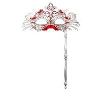 Générique Masques de Carnaval-Moule en métal rétro incrusté pour fête amusante, magnifique ensemble demi-visage en métal à main pour enfants et adultes, assemblage amovible (White, One Size)