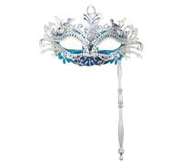 Générique Masques de Carnaval-Moule en métal rétro incrusté pour fête amusante, magnifique ensemble demi-visage en métal à main pour enfants et adultes, assemblage amovible (Green, One Size)