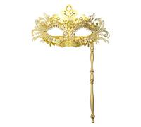 Générique Masques de Carnaval-Moule en métal rétro incrusté pour fête amusante, magnifique ensemble demi-visage en métal à main pour enfants et adultes, assemblage amovible (Khaki, One Size)