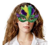 Générique Masques de Carnaval-Performance de maquillage demi-visage violet, vert, maquillage séquentiel, mascarade (GN1, One Size)