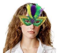 Générique Masques de Carnaval-Performance de maquillage demi-visage violet, vert, maquillage séquentiel, mascarade (GN3, One Size)