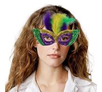 Générique Masques de Carnaval-Performance de maquillage demi-visage violet, vert, maquillage séquentiel, mascarade (PP2, One Size)