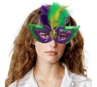 Générique Masques de Carnaval-Performance de maquillage demi-visage violet, vert, maquillage séquentiel, mascarade (PP3, One Size)