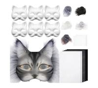 Générique Masques Thérien Chat Kit, 6 Pièces Masque Chat, Therian Masques Vierges, DIY Papier Masque Blanc pour Bricolage Déguisements Halloween Carnaval Mardi Gras Party, Peindre des Masque (A)