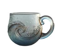 Générique Masse de café de plage 12oz - tasse de thé en verre à thème de mer | Masse d'eau de style océan et café pour la maison, la cuisine, l'office, les voyages, le caffé et les fêtes