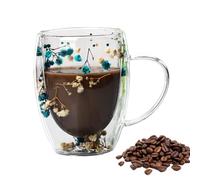 Générique Masse De Fleurs Sèches, Tasse Avec Des Sèches | Isolées Café Double Mur Sûres Et Décoratives Isolante Pour Le Chocolat Au Lait