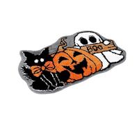Générique Mat De Bain d'halloween - Tapis De Douche en Peluche De Motif De Chat, Coussinet De Porte D'entrée De Chaton, Coussinet Noir Fantôme À La | 15.75x23.62 in, Imitation Cachemire Non Glissant