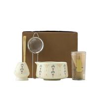 Générique Matcha Set Glaze Teabowl avec bec verseur, Chasen & Stand Tea Ceremony Collection(5PCS- White A)
