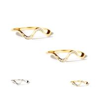 Générique Matching Minimalist Wave Ring, Stackable Personality Simplicity Wave Ring, Jewelry Birthday Gifts for Best Friend (2pcs-b,7)