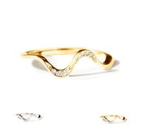 Générique Matching Minimalist Wave Ring, Stackable Personality Simplicity Wave Ring, Jewelry Birthday Gifts for Best Friend (Gold,5)