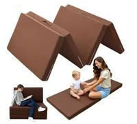 Générique Matelas D'appoint Pliable, Matelas en Mousse 4 Pièces Épaisseur 5 Cm/8 Cm Housse Amovible Matelas de Sol Pliable et Peu Encombrant pour Salon VoyagesCamping,Marron,80x200x8cm