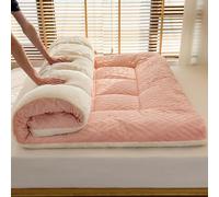 Générique Matelas De Sol Japonais, Futon Matelassé en Peluche avec Sangles, Matelas De Sol Pliable Et Portable, Futon Deux Places(Pink,180x200cm)