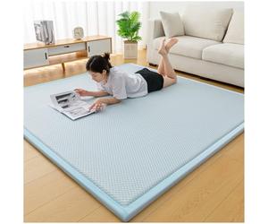 Générique Matelas De Sol Japonais Futon, Tatami, Lit De Sol Pliable, Coussin De Couchage Enroulable for Le Camping, Chambre d'amis for Adultes(Light Blue,50x200)