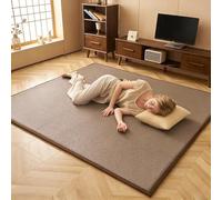 Générique Matelas de Sol Japonais, Tatami à Texture tissée avec Mousse à mémoire de Forme et Base antidérapante, Coussin de Couchage Respirant for Salon, Chambre à Coucher(Light Brown,150 * 200cm)
