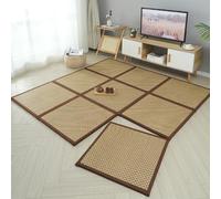 Générique Matelas de Sol modulaire en rotin, Tapis de Tatami Japonais en rotin rafraîchissant Double Face de 2,2 cm d'épaisseur, Tapis de Zone de Couture for Salon, Salle de Jeux(Khaki,180 * 240cm)