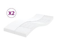 Générique Matelas en Mousse 2 pcs Blanc 100x200 cm 7 Zones dureté 20 ILD,Meubles,Lits & Accessoires,Matelas,Blanc,12.5 KG,356364