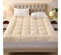 Générique Matelas Futon Japonais, Matelas De Sol épais en Polaire De Coton Chaude, Matelas Pliable Portable, Surmatelas Chaud d'hiver pour Le Camping Et Les Chambres d'amis(Beige,180x200cm)