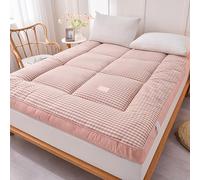 Générique Matelas Futon Japonais, Matelas Futon épais, Pliable Et Enroulable, Matelas De Sol Matelassé, Doux Et Confortable pour Les Lits D'appoint, Les Voyages Et Le Camping(Pink Plaid,150x200cm)