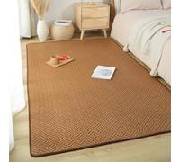 Générique Matelas Japonais en rotin Naturel, Tapis de Sol tissé Marron Fin avec Base antidérapante, Tapis Respirant for Chambre à Coucher, Salon, Choisissez Votre Design(Hazel,140 * 200cm)