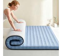 Générique Matelas Pliable Souple Et Respirant, Futon Japonais, Matelas en Latex Et Mousse à Mémoire De Forme, Tapis De Sol Pliable Type Tatami pour Couchage Maison Dortoir Camping(Blue,180x200cm)
