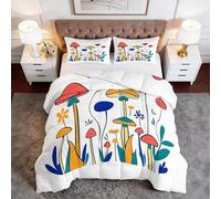 Générique Matelassée Couette 4 Saisons 240 x 260 cm Plantes Champignons Couette Couverture Respirante et Super Douce, Beige Microfibre Couette sans Housse Réversible Douce Lavable en Machine