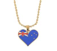 Générique Matériau : drapeau de la Zélande, pendentif en forme de cœur, bijoux commémoratifs culturels