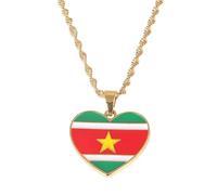 Générique Matériaux, drapeau du Suriname, pendentif en forme de cœur, bijoux commémoratifs culturels