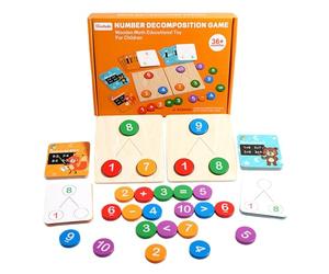 Générique Math Games for Kids - 9.06 inch Addition & Subtraction Math Games | Wood Decomposition Set - Number Card Learning Board for Developing Motor Skills, Ideal for Toddleřs Homeschool and Travel