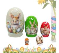 Générique Matriosche in Legno - Matrioska in Legno A Tema Coniglio Di Pasqua per La Decorazione Primaverile | Matriosche Russe Tradizionali - per Bambini E Adulti Soggiorno Camera Da Ingresso Scriv