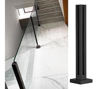 Générique Matte Black Square Glass Railing Post 65-150cm, Indoor Glass Balustrade with 304 Stainless Steel, Durable Staircase Handrail System - H-100cm/39.4" Corner Post