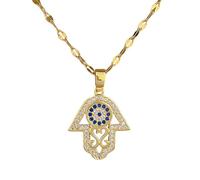 Générique Mauvais œil turc Hamsa collier pendentif main de Fatima Charme en cristal doré pour femmes Bijoux hip hop