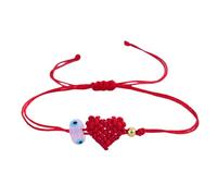Générique mauvais yeux en cordon rouge fabriqué à la main avec breloque en forme de cœur, bijoux de poignet réglables pour femmes et hommes, d ' amitié, à cordon rouge tressé à la main