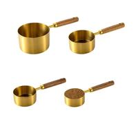 Générique Measure Cups And Spoons Set 4 Piece Metal Wood Handle
