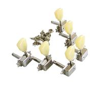 Générique Mécaniques guitare nickel MH029, 3+3, boutons crème | 1 set, 6 pièces, pour trous 8/9mm, style fermé, métal et plastique(9mm Metal Bushing)