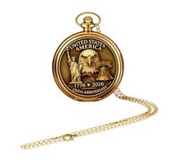 Générique Mechanical Pocket Watch - American 250th Flag Commemorative Jewelry, | Retro Mechanical Movement Hand Watch with Chain, Vintage Collector Gift for Men, Women, Wedding, Birthday, Office