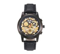 Générique Mechanical Skeleton Watch - Leather Strap Business Date Display Wrist Watches | All-Day Elegance Fashion Accessories Wristwatch for Formal Casual Dress Wristwatch for Men