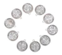 Générique MéDaille MéTal Croix Saint BenoîT 10 PièCes Argent Pour Bijoux Diy Pendentif Collier Porte-CléS Accessoires CréAtifs Et RéSistants