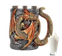Générique Medieval Mug, 3D Medieval Dragon Beer Mug Coffee Cup, 568ml Novelty Stainless Steel Dragon Lovers Drinking Cup for Parties Hosting Themed Parties Decoration