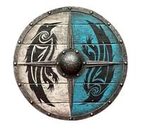 Générique Medieval Raven Shield Decor | Wooden 30x30cm Handcrafted 15in Battle Style Cosplay Prop Wall Hanging Valhalla Emblem Home Ship Tavern Ornament Display Authentic Ancient Fantasy