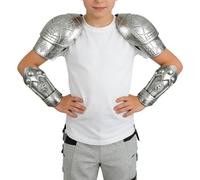Générique Medieval Set - 37.5x33.5cm PP Kids Knight Breastplate Shoulder Wrist Costume Cosplay Dress Up Props Bronze Silver Durable Fantasy Outfit Kit | Heavy Duty Role Play For Halloween Events Use