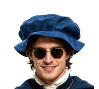 Générique Medieval Tudor Beret Cap - Polyester 56cm 22 Inch | Renaissance Hat Men | Retro Cosplay Hat Medieval Bonnet Cap Tudor Beret Costume Accessory For Cosplay Masquerade Halloween Holiday Stage