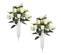 Générique Memorial Grave Flower Set, Artificial Cemetery Plant Ornament System, Realistic Outdoor Floral Decoration Kit, Patio Lawn Gravesite Use Support, Funeral Memorial Day Garden Display Decor